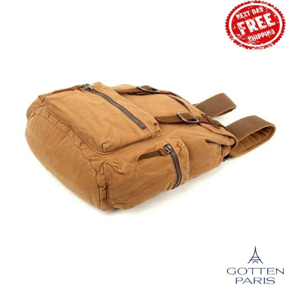 TSD BRAND Silent Trail Canvas Backpack Camel Women's Bag - Picture 6 of 8